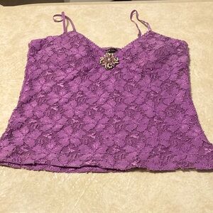 Rampage size medium purple lace cami with brooch